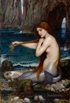  Water Lienzo - Una sirena griega John William Waterhouse